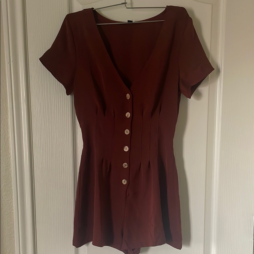 Chic Brown Button-Up Romper